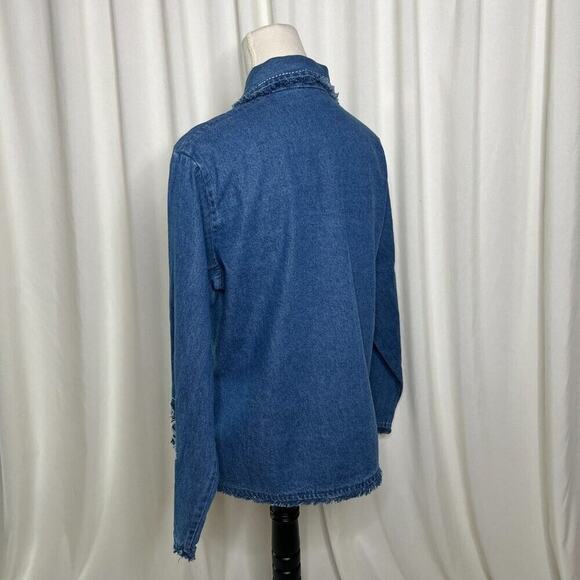 Keren Hart Floral Embroidered Denim Jacket Vintage Y2K Women's Medium Bohemian - Picture 9 of 12